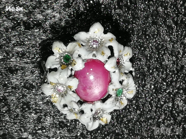 Сребърен пръстен със Сапфир зведен - 6 лъча, снимка 3 - Пръстени - 51688620