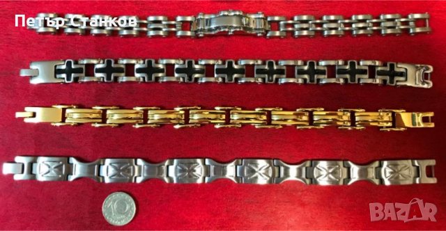 Гривни от стомана, естествена кожа, снимка 3 - Гривни - 44112473