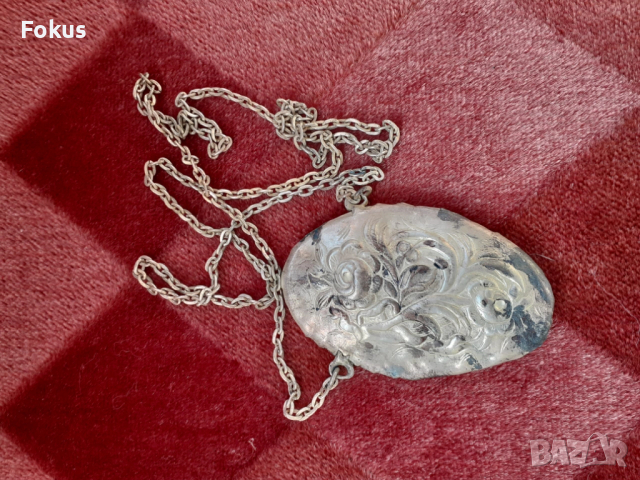 Посребрен медльон със седеф кръст религия амулет панагия, снимка 2 - Антикварни и старинни предмети - 53448864