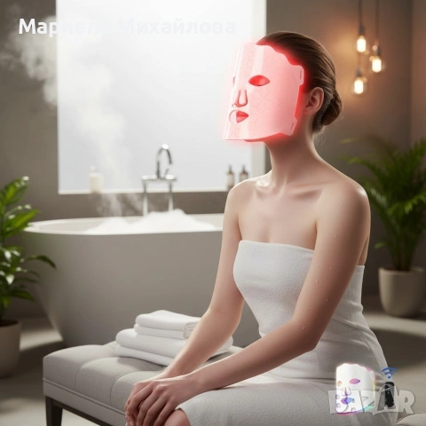 LED Маска за лице със 7 светлинни режима – Домашна фототерапия за по-чиста и спокойна кожа., снимка 6 - Други - 53251127