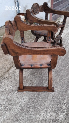 Антикварни кресла масив и кожа, снимка 4 - Дивани и мека мебел - 53354240