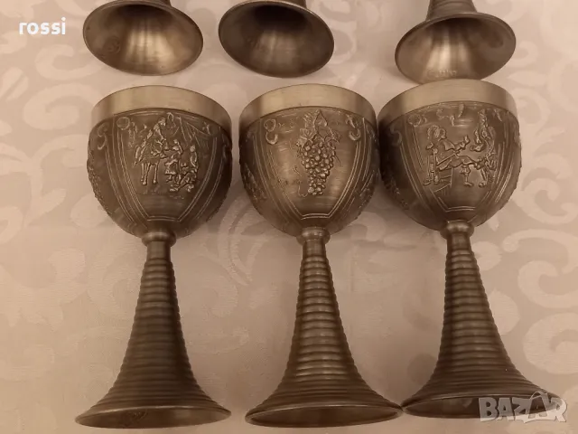 Vintage. Нов. Немски калаен сервиз за вино, ракия. Кана и 6 чаши. , снимка 15 - Антикварни и старинни предмети - 48827866