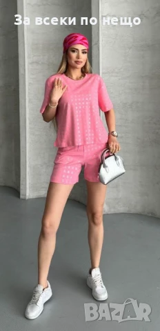 A.Wang Дамски Памучен Летен Комплект👚🩳Дамски Къс Екип Код A697, снимка 8 - Комплекти - 50826767