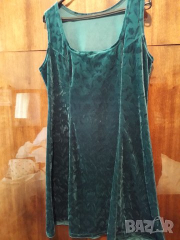 Дамски сукман рокля от кадифе тъмнозелен, снимка 3 - Рокли - 33225750