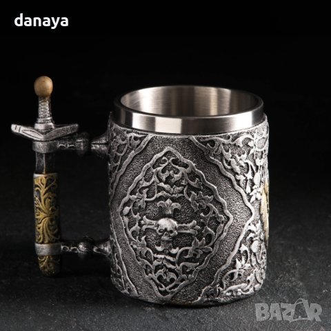 4310 3D чаша череп с меч сувенирна халба подарък за мъж, 400ml, снимка 3 - Чаши - 43367790