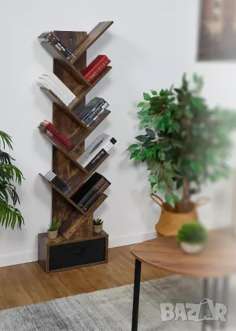 Рафт секция, библиотека дърво за книги 9 нива с чекмедже, избор на цвят, снимка 8 - Етажерки - 49723934