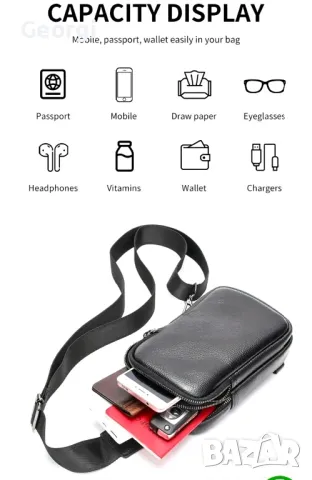 Компактна и Удобна лятна дисплей чантичка /Черна естествена кожа!, снимка 12 - Чанти - 49295877