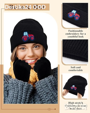 Дамски зимен комплект шапка и ръкавици лисица или трактор, снимка 9 - Други - 53504168