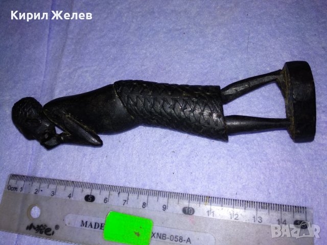 СТАРИННА АФРИКАНСКА АБАНОСОВА СТАТУЕТКА Ръчна ТРАДИЦИОННА МАЙСТОРСКА АРТ РАБОТА ФИГУРА АБАНОС 41415, снимка 12 - Антикварни и старинни предмети - 43588053