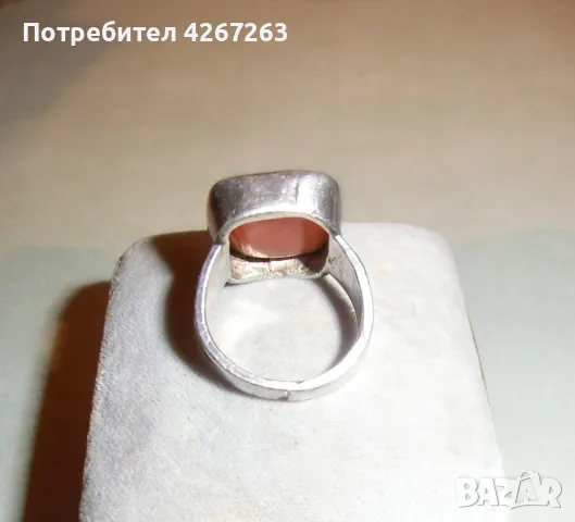 Старинен сребърен пръстен с естествен камък, снимка 9 - Пръстени - 48521756