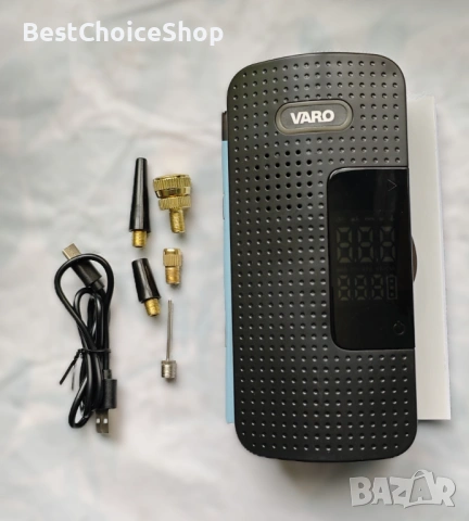 VARO – Безжична въздушна помпа 8V, 150 PSI, фенер, приставки, снимка 5 - Аксесоари и консумативи - 53400234