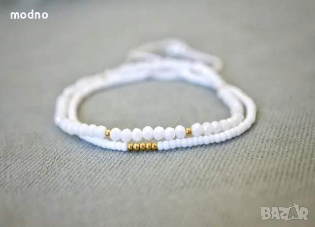 Минималистичен сет от две гривни в стилна и много харесвана комбинация от бяло и златно, снимка 1