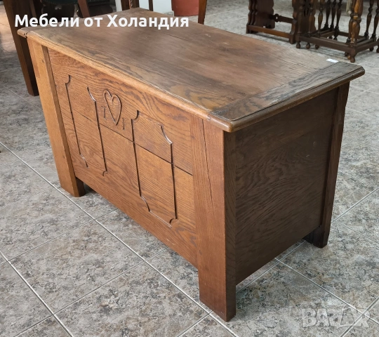 Антикварен дъбов сандък/ракла, снимка 4 - Антикварни и старинни предмети - 53368135