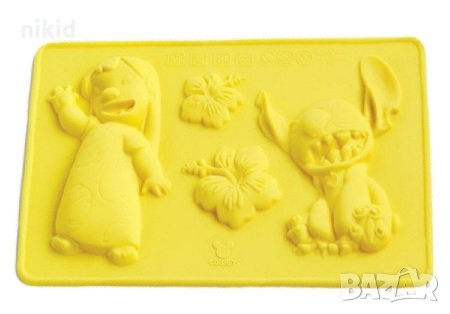 Lilo Stitch Лило и Стич цвете Каркаде силиконов молд форма фондан шоколад гипс декор, снимка 1 - Форми - 33068168