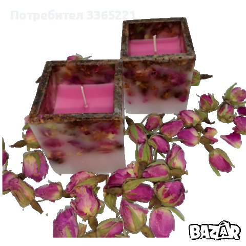 Куб с рози свещ, снимка 3 - Ръчно изработени сувенири - 37941524
