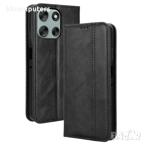 Кожен Калъф Портфейл за Motorola Moto G56 5G - Ретро дизайн, Магнитен, Стойка, Слот за Карти, Вкл. П