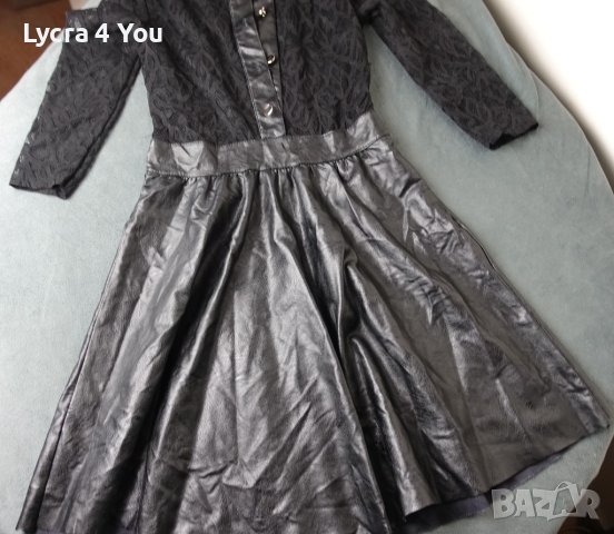 S/M черна къса рокля с дантела и кожа, снимка 5 - Рокли - 40272006