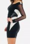 QUONTUM Нова къса рокля с ефектен гръб в черно и бяло дълъг ръкав, снимка 3