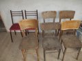 Столове  -4 дървени старинни и 2 метални-с дефекти  и подлежащи на ремонт, снимка 1
