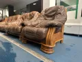  100325 кожен холов диван 2ка 130 см + диван 3ка 200см + фотьойл / холна гарнитура / ретро / тъмно к, снимка 4