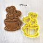  Чаша кафе със сърца пластмасов резец форма фондан тесто бисквитки, снимка 1 - Форми - 27636932