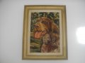 590х460мм-Голям Френски Ръчен Гоблен-Рамкиран-DMC Конци-Отличен, снимка 2