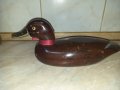Страхотна стара дървена патица патка с бронзова човка, снимка 1