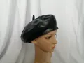 Дамска кожена шапка барета в черен цвят, снимка 12