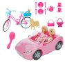 Розова играчка кабриолет с 2 манекени кукли Bike & Dog, снимка 1 - Кукли - 43293570