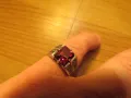 Сребърен мъжки пръстен с рубин и с много инкрустирани маркенази по него сребро, снимка 1