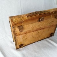 Стара дървена кутия, дърворезба, меден обков, снимка 13 - Други - 35538326