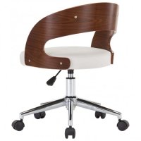Въртящ офис стол, бял, извито дърво и изкуствена кожа, снимка 5 - Столове за офис - 40384278
