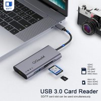 QGeeM USB C Hub 7 в 1 USB C, 4K HDMI ,PD 100 W , 3 Х​ USB 3.0 порта, SD/TF четец на карти, снимка 5 - Други - 35110709