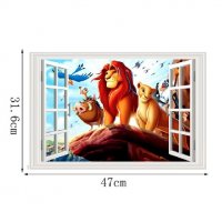 Цар Лъв Симба Нала прозорец скала самозалепващ стикер лепенка за стена детска стая детски, снимка 2 - Други - 36709445