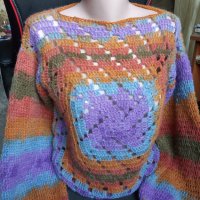 Дамски плетен пуловер , снимка 1 - Блузи с дълъг ръкав и пуловери - 43225985