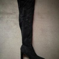 № 40 и 41 дамски високи ботуши чизми от имитация на велур и с висок ток в черен цвят, снимка 9 - Дамски ботуши - 43528795
