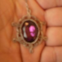 Арт Деко  посребрен медальон филигран лилав кристал  , снимка 8 - Други ценни предмети - 33105723