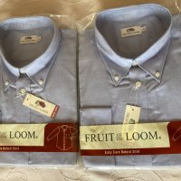 Мъжка риза Fruit of the Loom, тип Oxford, голям, размер, дълъг и къс ръкав, светлосин цвят, маркова , снимка 3 - Ризи - 38568384