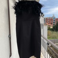 Разкошна нова черна парти коктейлна строго официална рокля Mohito пера пухчета , снимка 4 - Рокли - 42094065