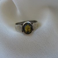 Рядък стар сребърен немски пръстен с флуоресциращ флуорит, снимка 4 - Пръстени - 36601529