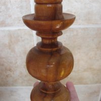 Дървен свещник малък, снимка 2 - Други ценни предмети - 35356893