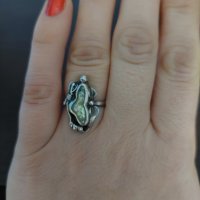 Сребърен пръстен с речна перла , снимка 2 - Пръстени - 44113496
