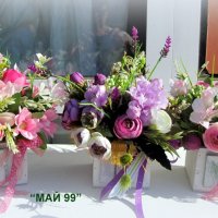 Дървена,бяла кашпа с цветя, снимка 3 - Подаръци за рожден ден - 37101874