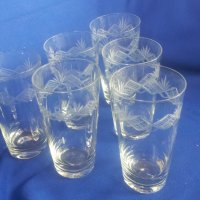 Чаши за безалкохолно 6 бр с гравюра тънко стъкло, снимка 1 - Чаши - 28890022
