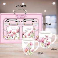 Комплект от 2 броя чашки с 2 броя лъжички, 400ML, снимка 1 - Чаши - 44096530