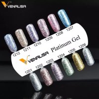  VENALISA Platinum UV LED гел лак с брокат серия Платинум , снимка 2 - Продукти за маникюр - 26981154