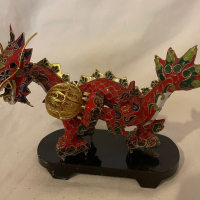 Китайски античен червен метален дракон, снимка 2 - Антикварни и старинни предмети - 44909358
