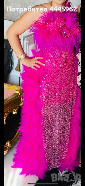 Офицялна роклия с ветрило от пера , снимка 1