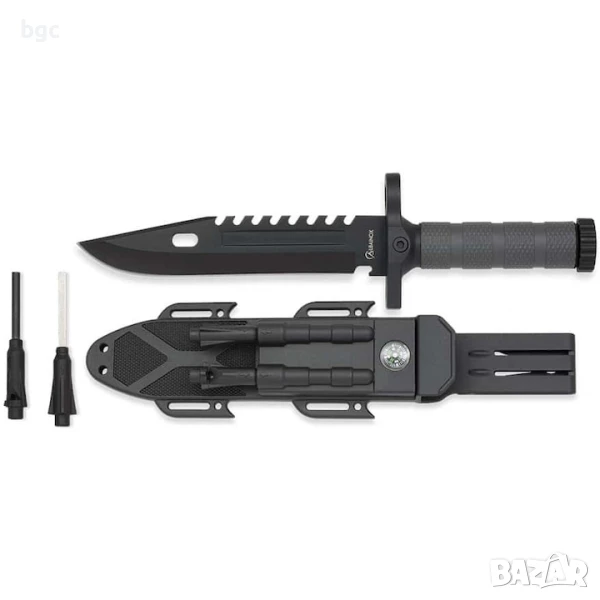 Масивен Нов Нож за оцеляване класификация Rambo Series Pro с кремък в комплекта и Компас, снимка 1