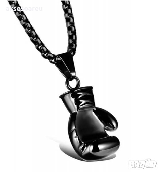 Колие боксова ръкавица верига от неръждаема стомана боксьорска ръкавица за мъже мъжки хип-хоп спортн, снимка 1